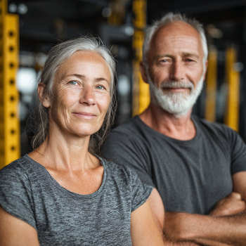 Boldog idősebb emberek a qelupor programmal együtt sportolnak